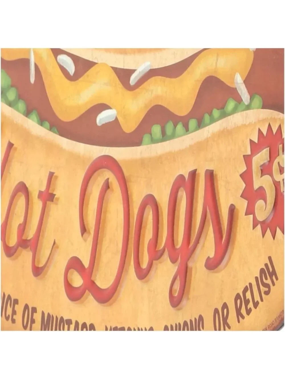 Vintage Hot Dogs Embossed Metal Sign | Retro Diner Decor for Kitchen & Man Cave